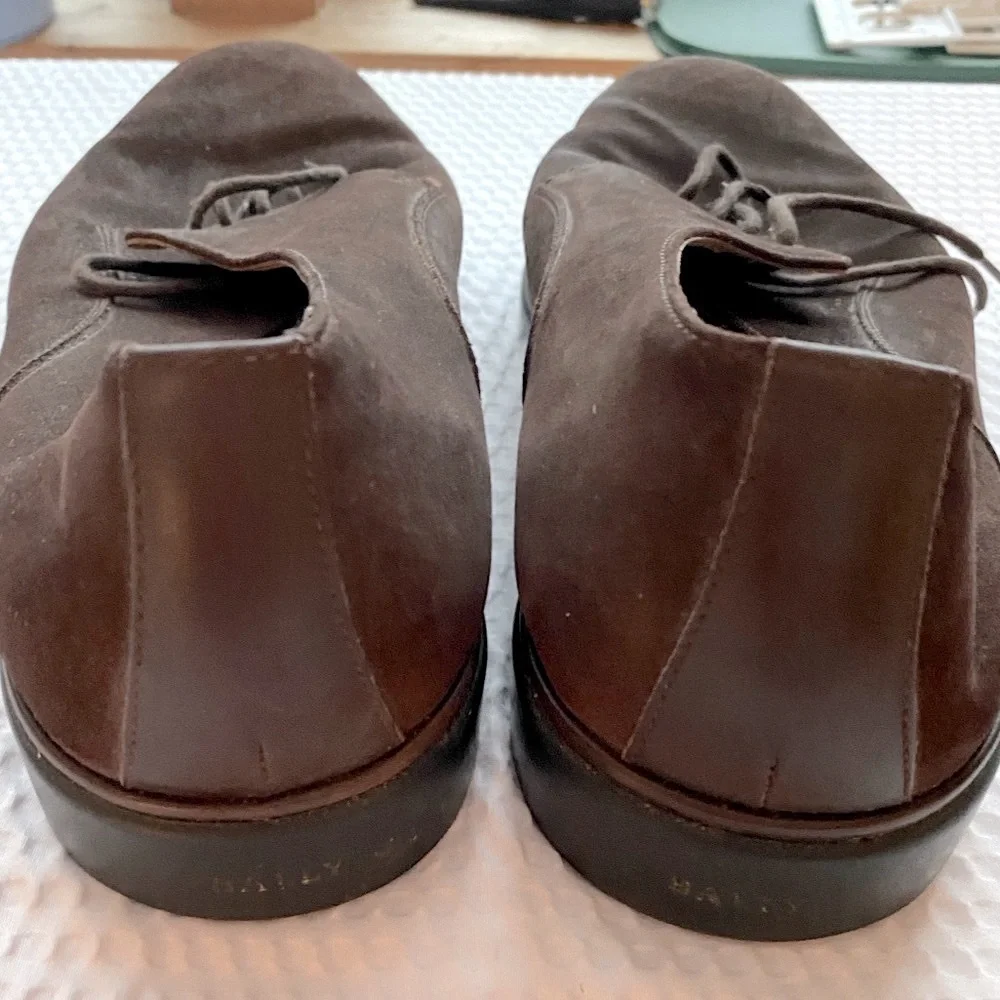 Bally Suede Oxford Shoes Chocolate Brown Men's 10.5 E